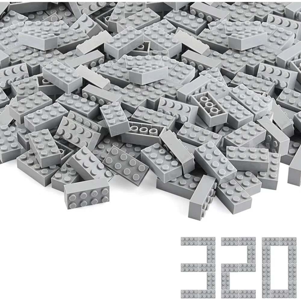 2x4 Bricks Dark Red 320 Pieces Parts Classic Building kit, Gray Light / 320 pcs